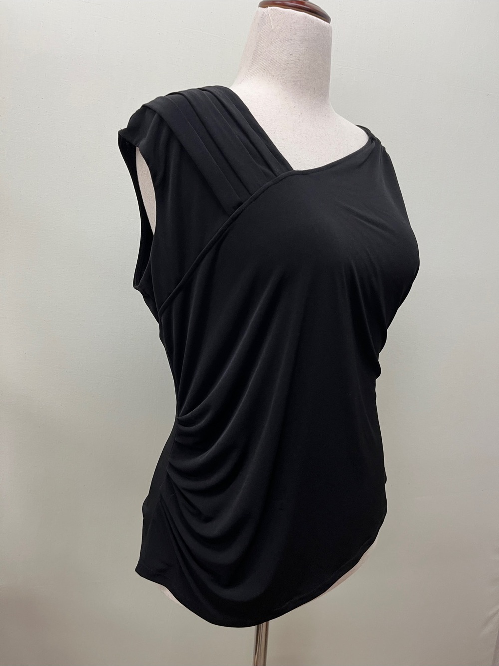 Calvin Klein Women's XL Black Draped Asymmetric Tank Top Blouse